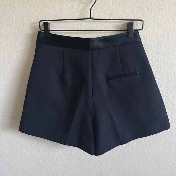 3.1 PHILLIP LIM Navy Blue Wool High Rise Pleated Tuxedo Shorts Womens 0 XS - Picture 2 of 3